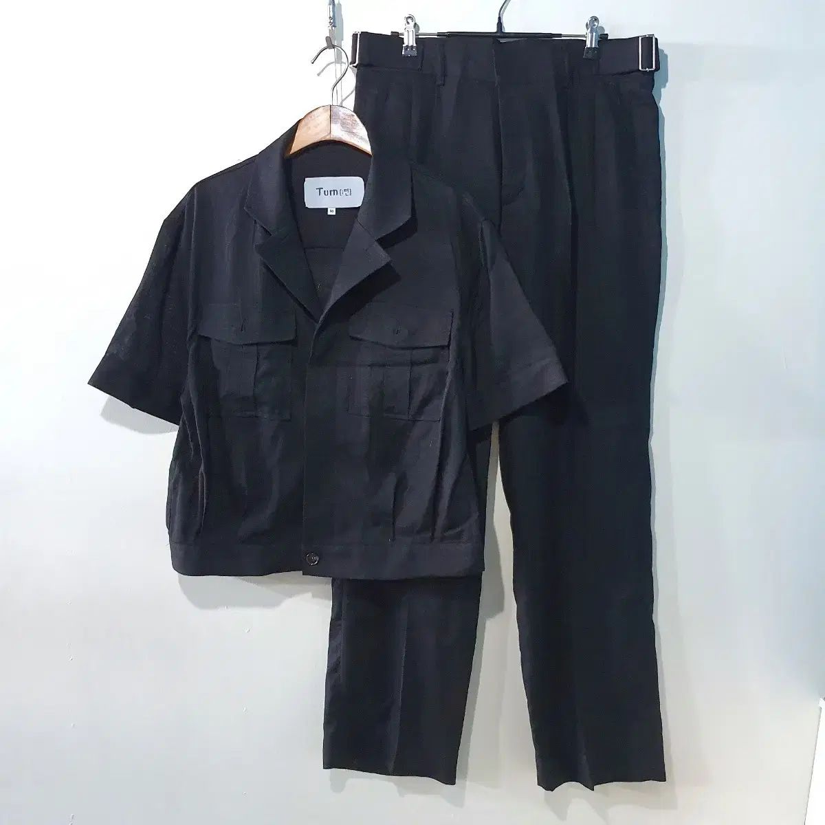 SS新作) リネン カーゴ クロップド 半袖 ジャケット セット 2color M L