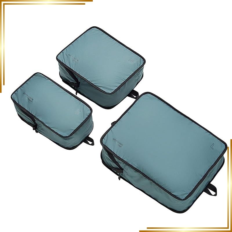 【新品】 TABITORA(タビトラ) トラベルポーチ 旅行用圧縮袋 圧縮ポーチ 衣類 収納ポーチ ファスナー 出張 便利グッズ コンパクト グリーン 3セット