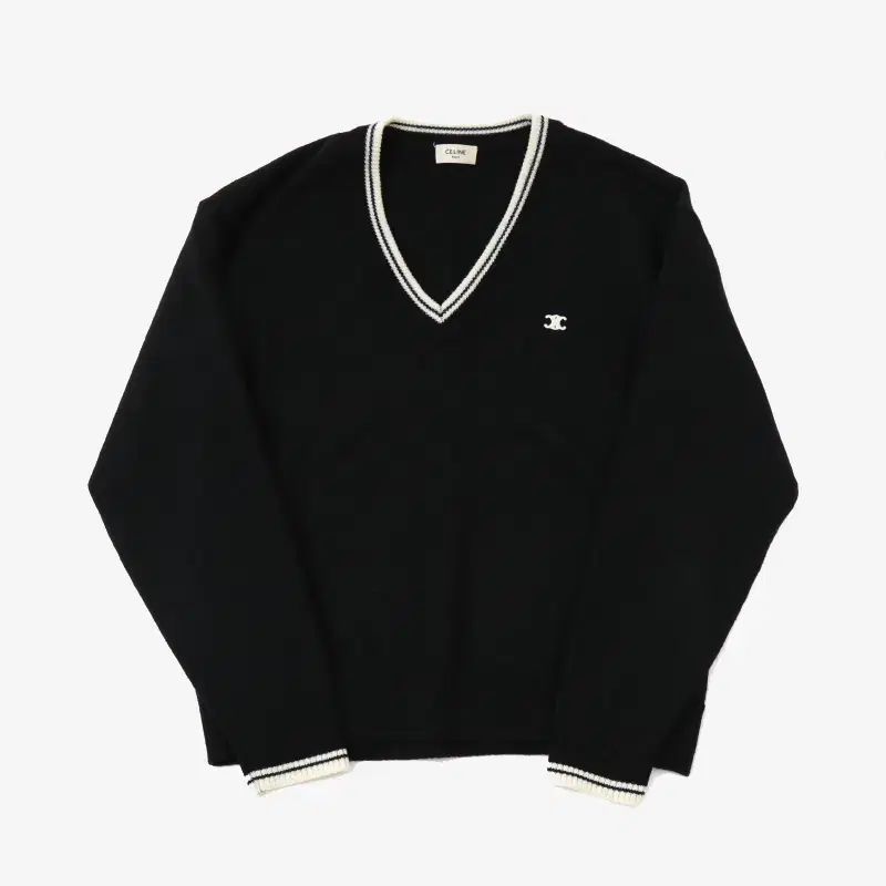 (正規品)Celine セリーヌ 2ADBK823Y Vネック ロゴ ニット ブラック XS