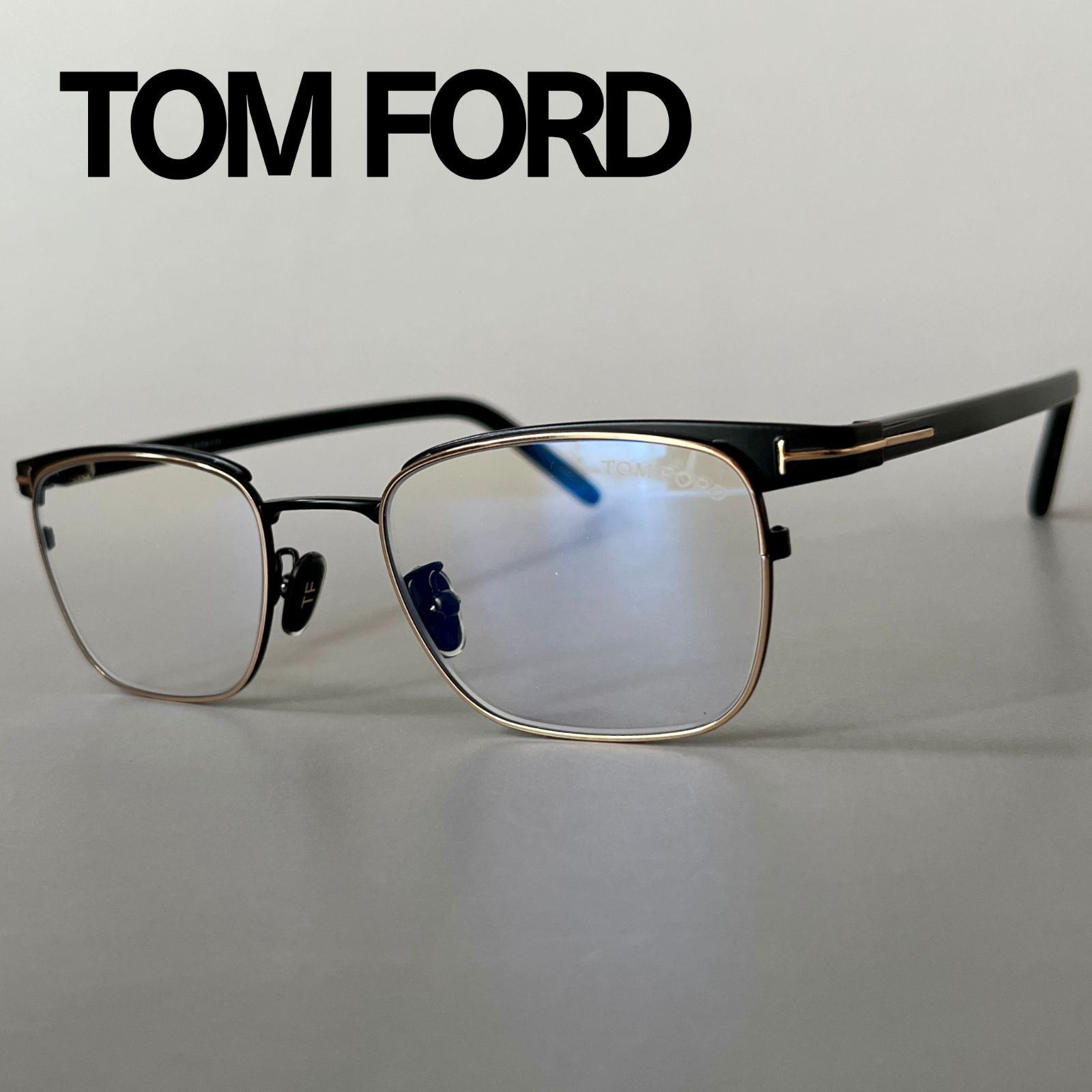 トムフォード メガネ TOM FORD サーモント ブロー 眼鏡 ブラック ゴールド 黒 金 男女兼用 ブルーライトカット メタル 希少フレーム