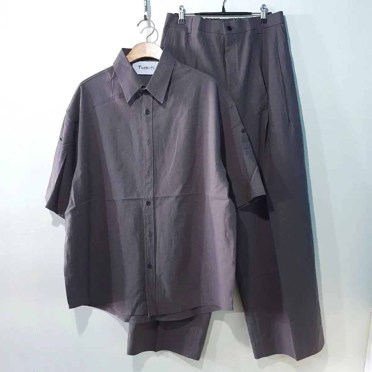 SS新作) リネン ロールアップ 半袖 シャツ セット 3color M L