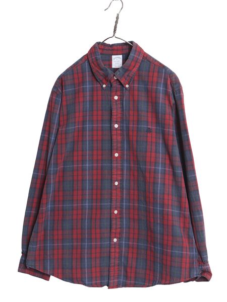 ブルックスブラザーズ チェック 長袖 ボタンダウン シャツ メンズ XL 古着 オックスフォード コットン カジュアル ワイシャツ 大きいサイズ