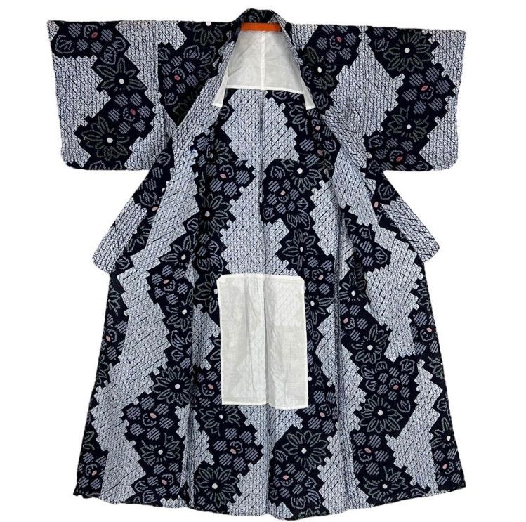 有松鳴海絞り 浴衣 幅広サイズ 花文様 ゆかた 美品 02058 - メルカリ