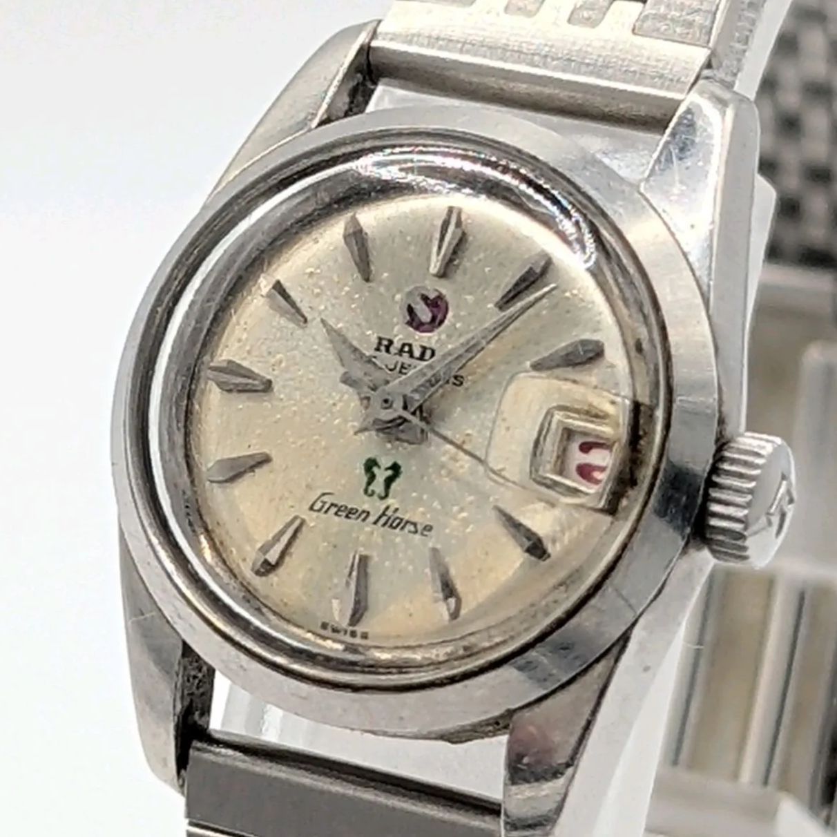 RADO Green Hourse Watch Automatic Ladies Silver Round Date Y2K 00S ラドー 時計 自動巻き レディース シルバー ラウンド デイト ヴィンテージ 稼働品