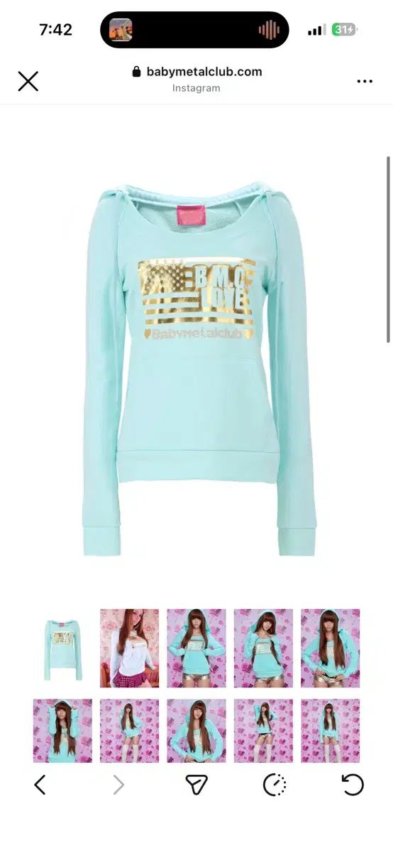 BMCLOVE hoodie mint ベイビーメタルクラブ フードT ミント