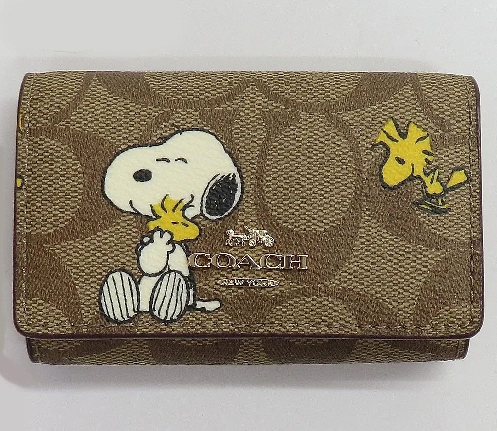 【中古】収納・携帯用アイテム スヌーピー＆ウッドストック ファイブ リング キー ケース・シグネチャー 「PEANUTS(SNOOPY)×COACH(コーチ)」