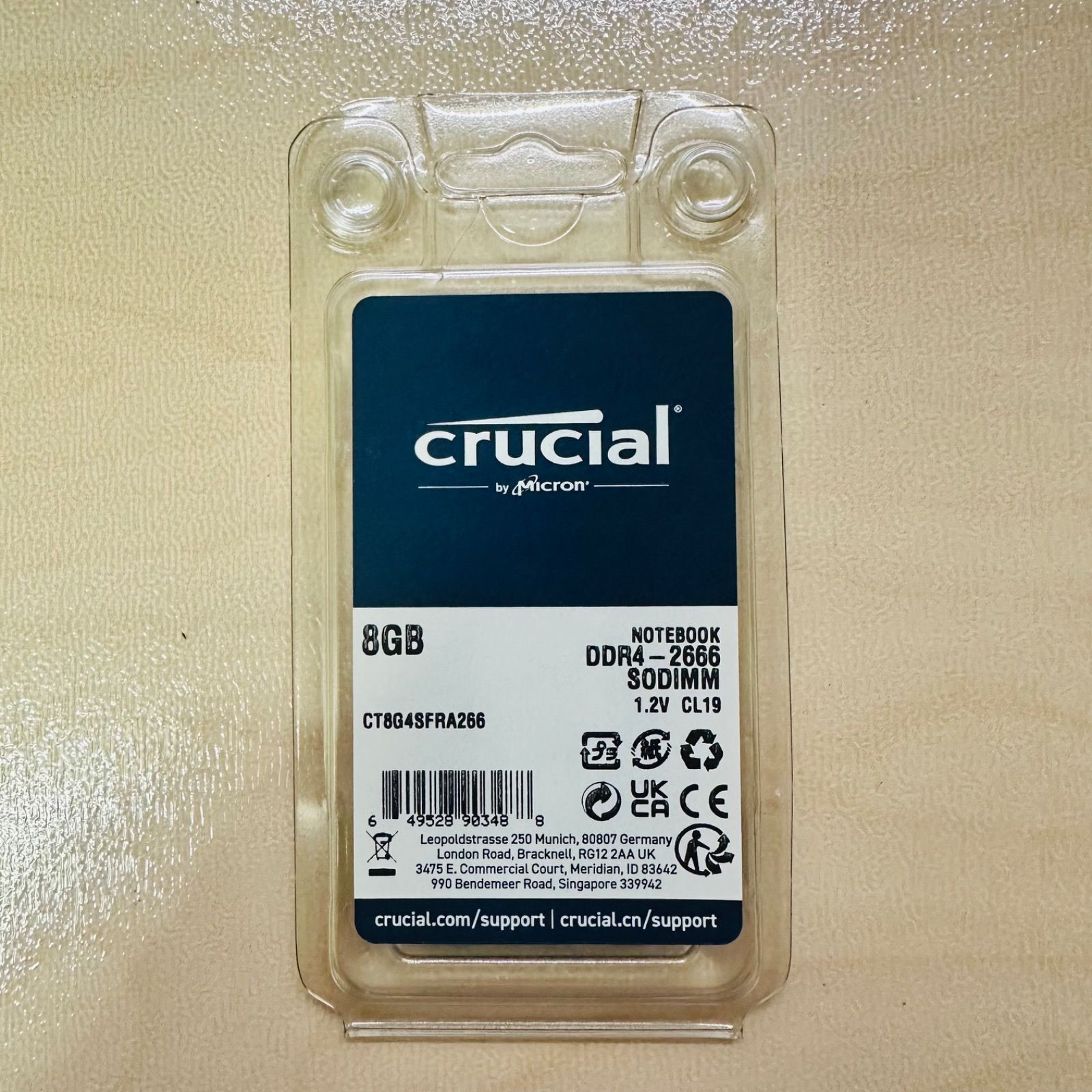 美品 Crucial 8GB DDR4 2666MHz メモリ CT8G4SFRA266 - メルカリ