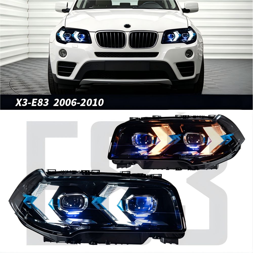 【送料無料】BMW X3 (E83) 2006-2010 専用 アローデザイン LED デイライト＆レーザーヘッドライト 高輝度・視認性 UP・ドレスアップ効果抜群 簡単交換 車両標準ハロゲン交換用 耐衝撃 防水 長寿命
