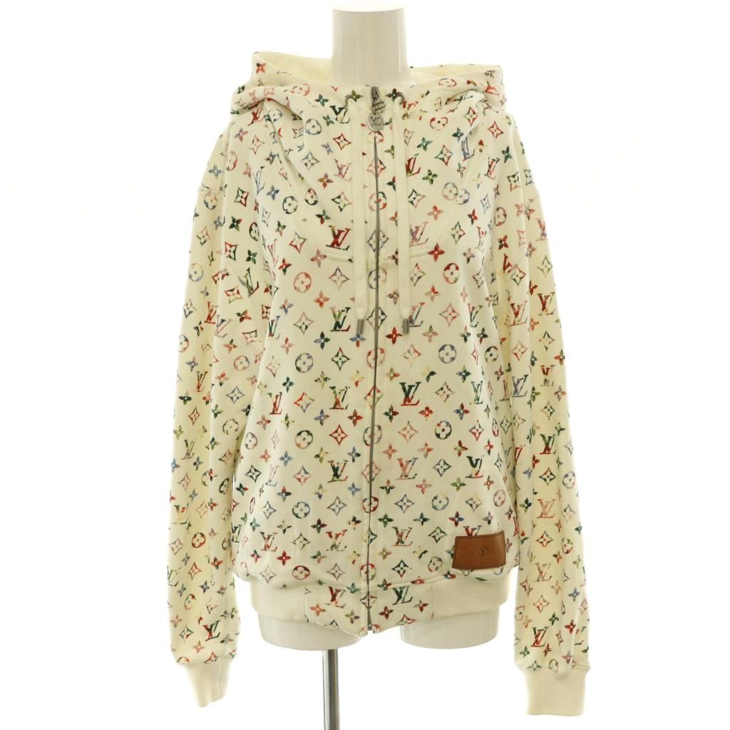 ルイヴィトン LOUIS VUITTON 22AW RW222B ヴィンテージフラワーモノグラムパーカー ジャケット アウター ジップアップ コットン XS 白 マルチカラー /NR ■OS