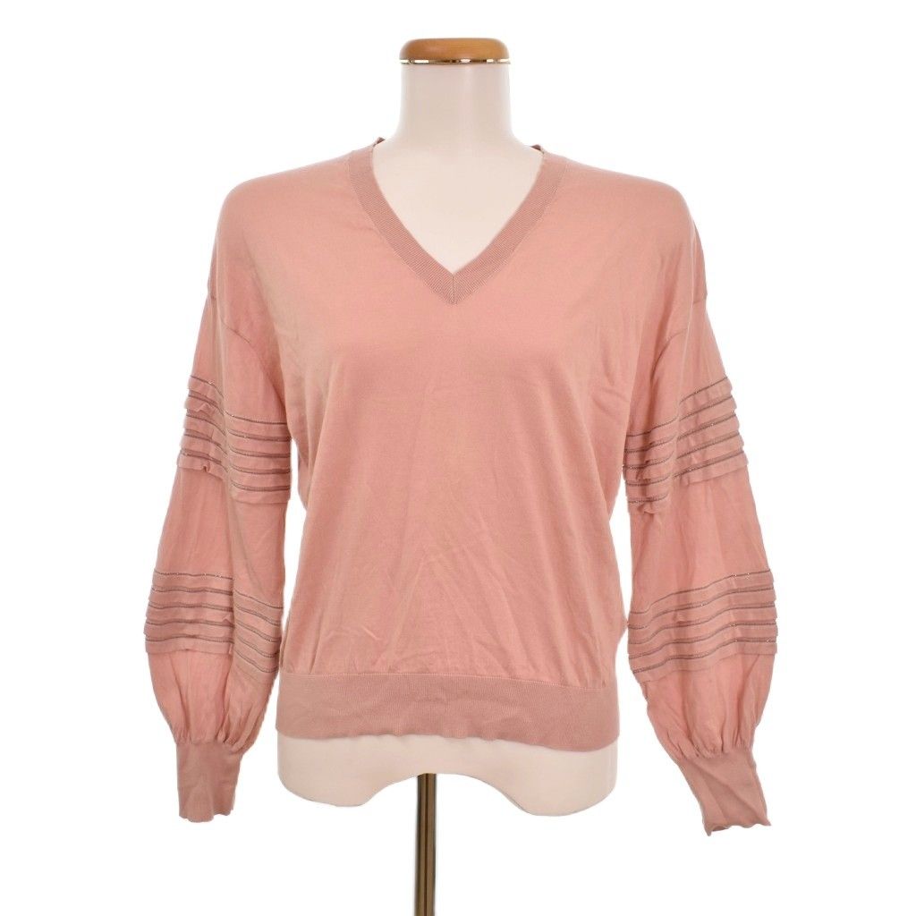 ブルネロクチネリ BRUNELLO CUCINELLI Tシャツ カットソー 長袖 Vネック XXS ピンク