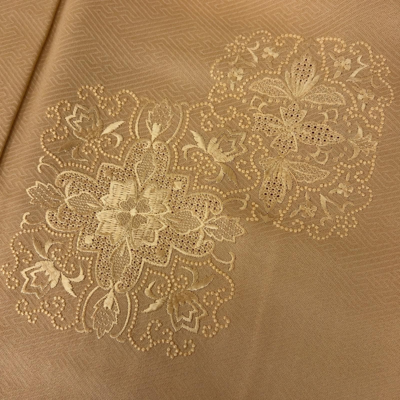 付下げ 刺繍 無地付下げ 紗綾形の地紋 紋無し 正絹 着物 MK-8907 