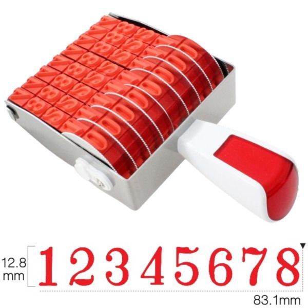 回転印 数字 番号用 初号 明朝体 8連 スタンプ 12.8mm×83.1mm 回転ゴム印 8連回転印 リピスター RS-8M0 日本製