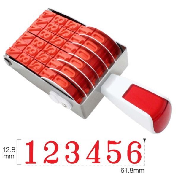 回転印 数字 番号用 初号 明朝体 6連 スタンプ 12.8mm×61.8mm 回転ゴム印 6連回転印 リピスター RS-6M0 日本製