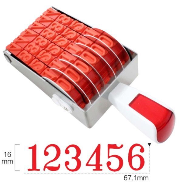 回転印 数字 番号用 特大号 明朝体 6連 スタンプ 16mm×67.1mm 回転ゴム印 6連回転印 リピスター RS-6MB 日本製