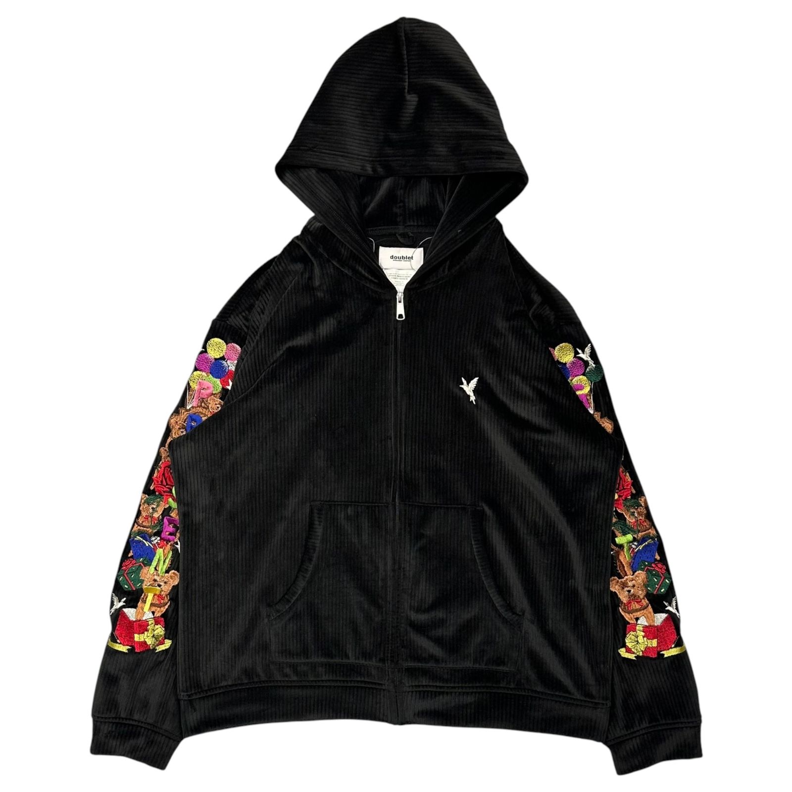 doublet(ダブレット) 2021SS CHAOS EMBROIDERY COMFY HOODIE カオス 刺繍 ジップアップ パーカー 21SS24BL118 M ブラック
