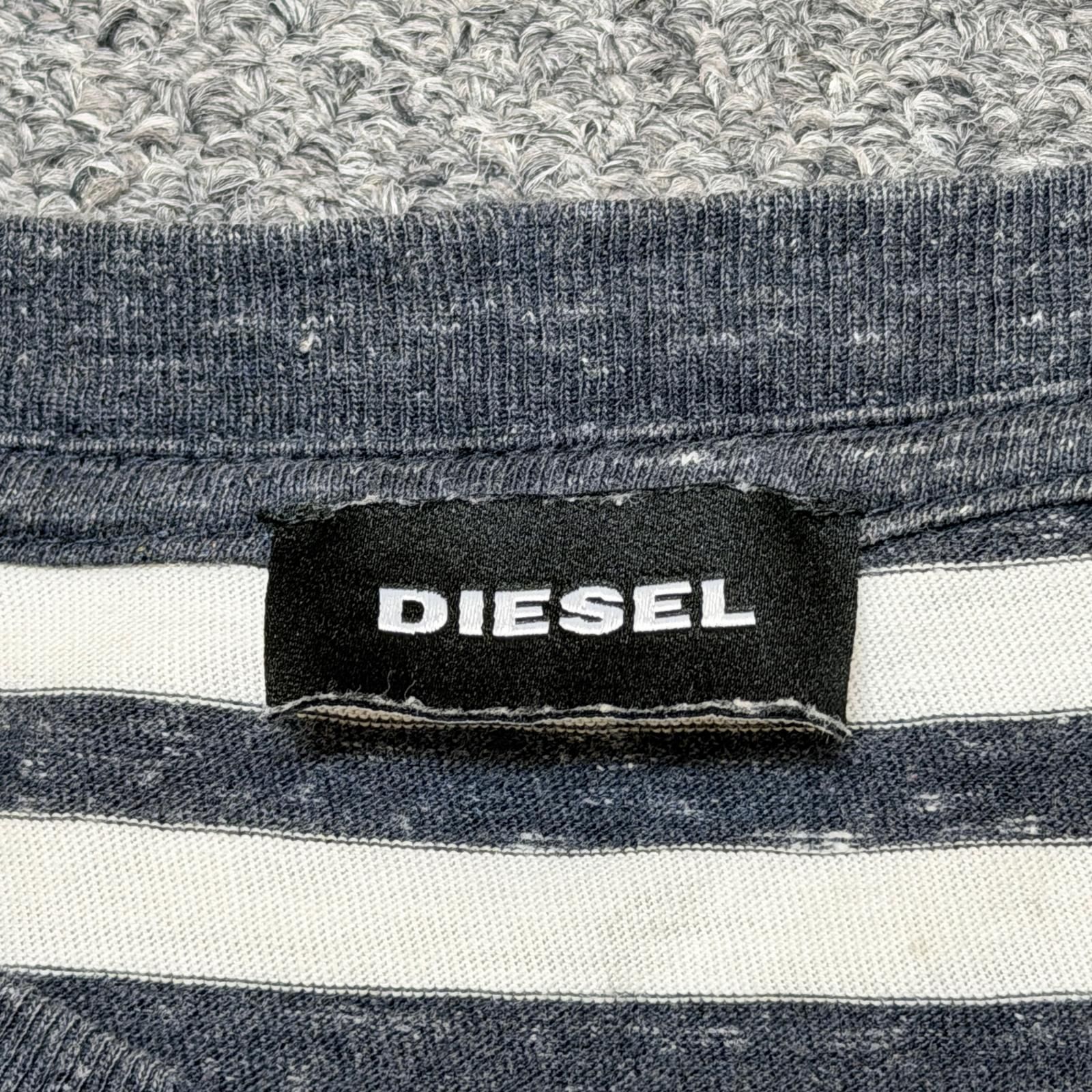 DIESEL ボーダーワッペンTシャツ 半袖カットソー ディーゼル ブラック 