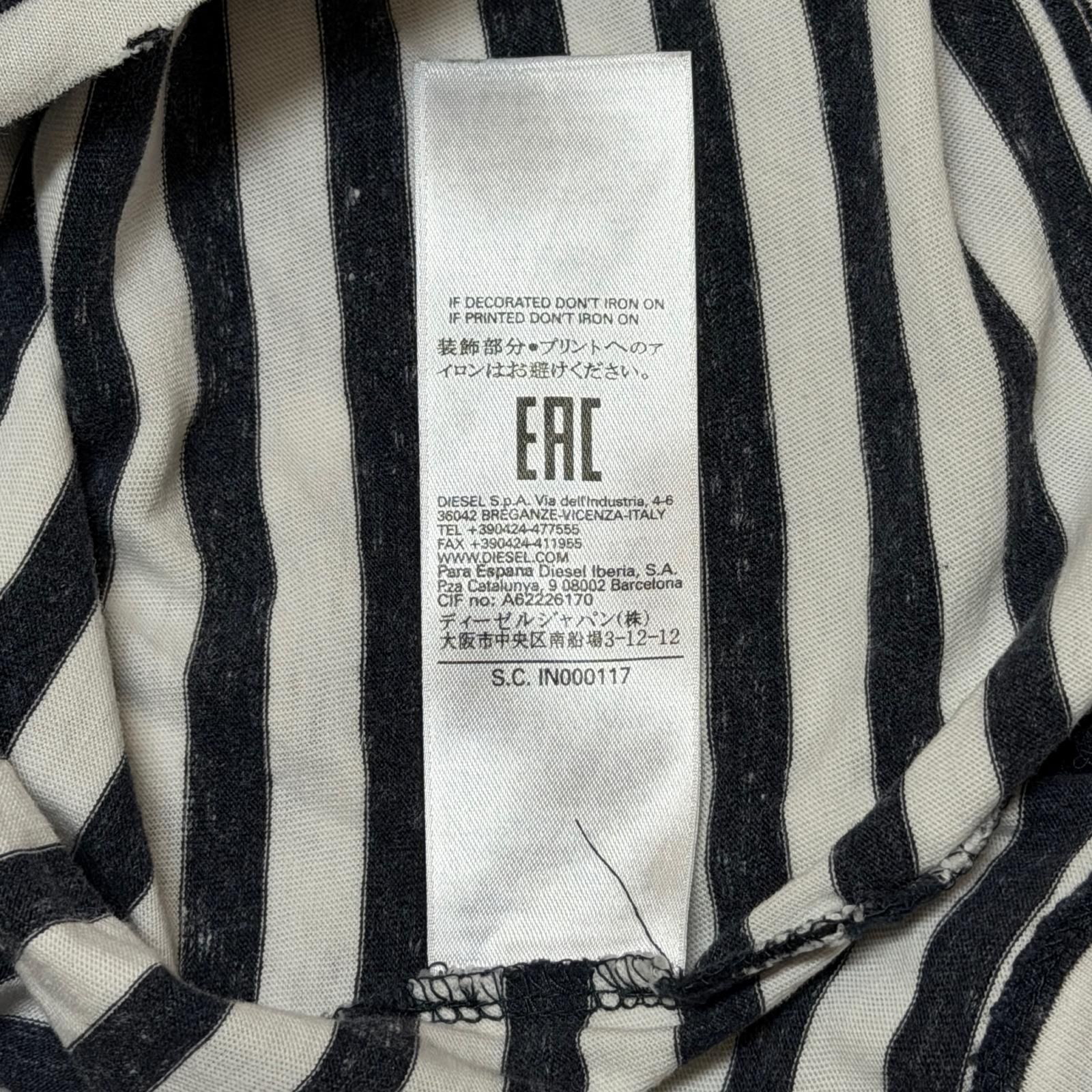 DIESEL ボーダーワッペンTシャツ 半袖カットソー ディーゼル ブラック 