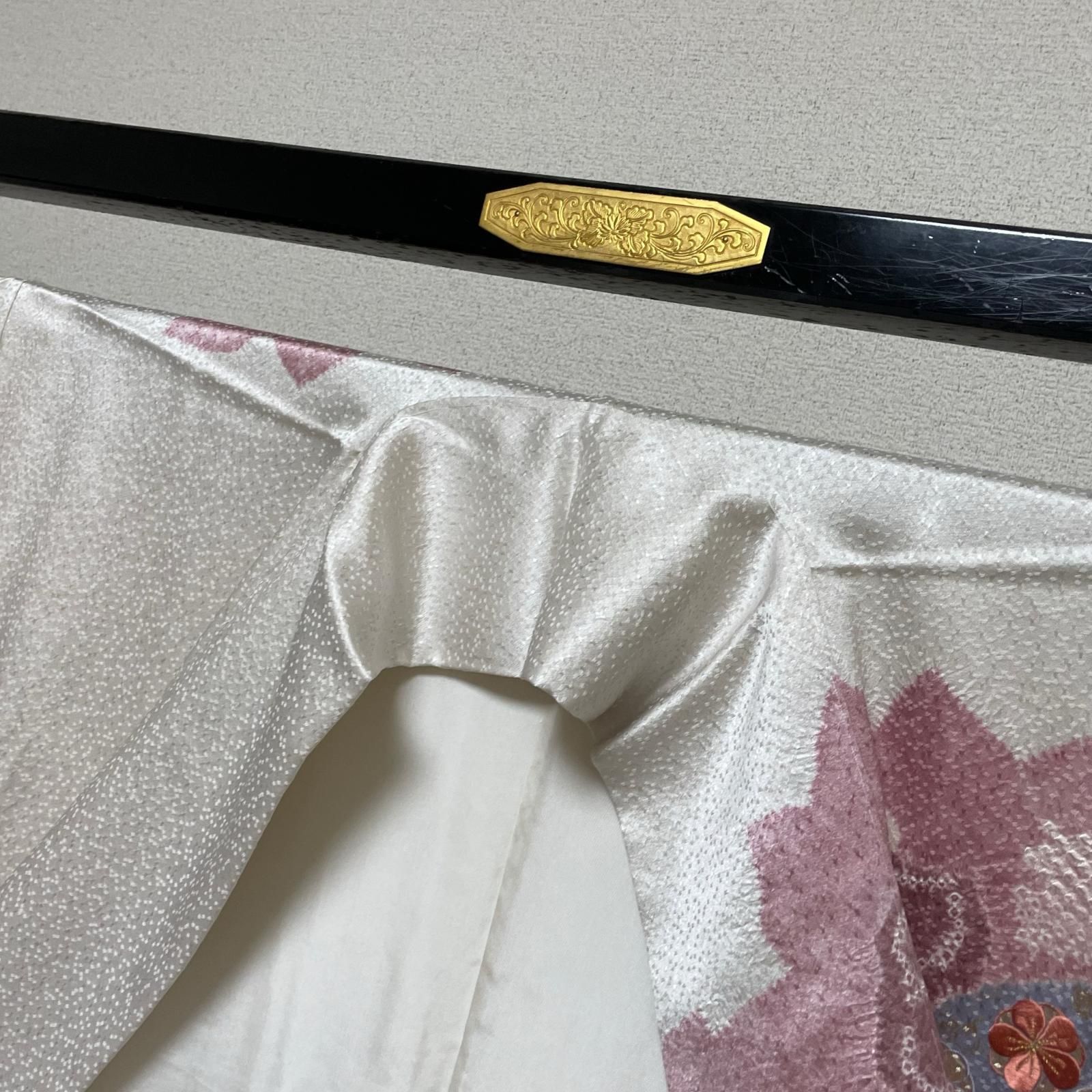 付下げ 裄66 トールサイズ 絞りに刺繍の花模様 着物 正絹 RK-6525 