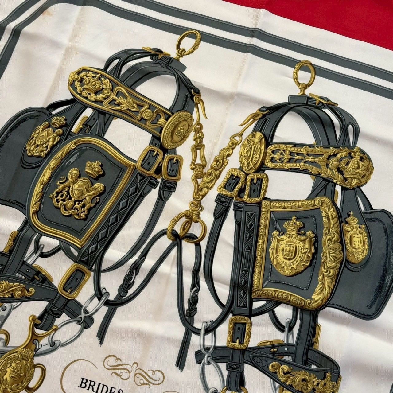 HERMES エルメス カレ90 BRIDES de GALA 大判スカーフ ストール シルク