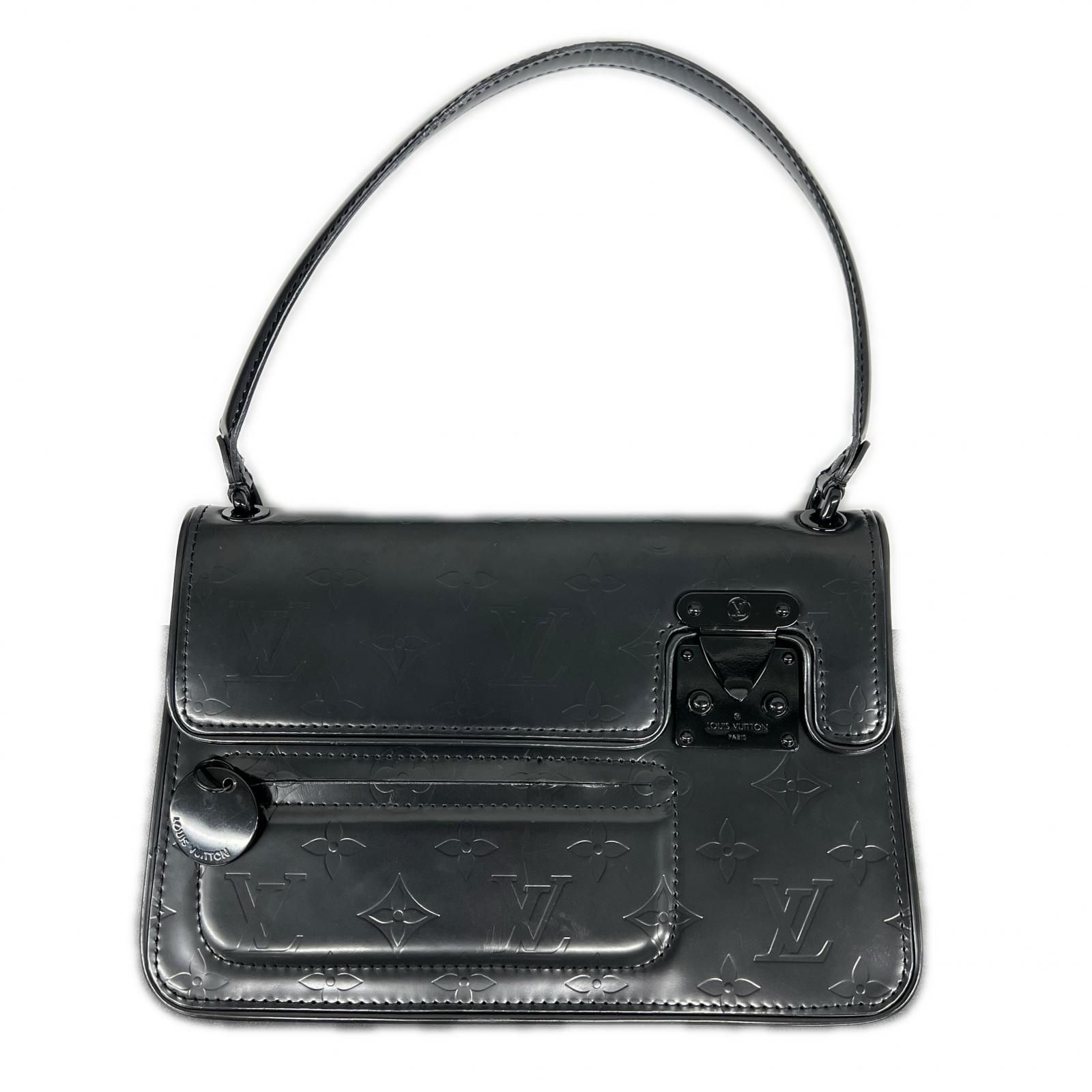 LOUIS VUITTON 希少 美品 ルイヴィトン パウチー モノグラムグラセ オプアート ショルダーバッグ M92816 レザー BA1003 ブラック ハンドバッグ アクセサリーポーチ LV ヴィトン ABランク 中古 鑑定済