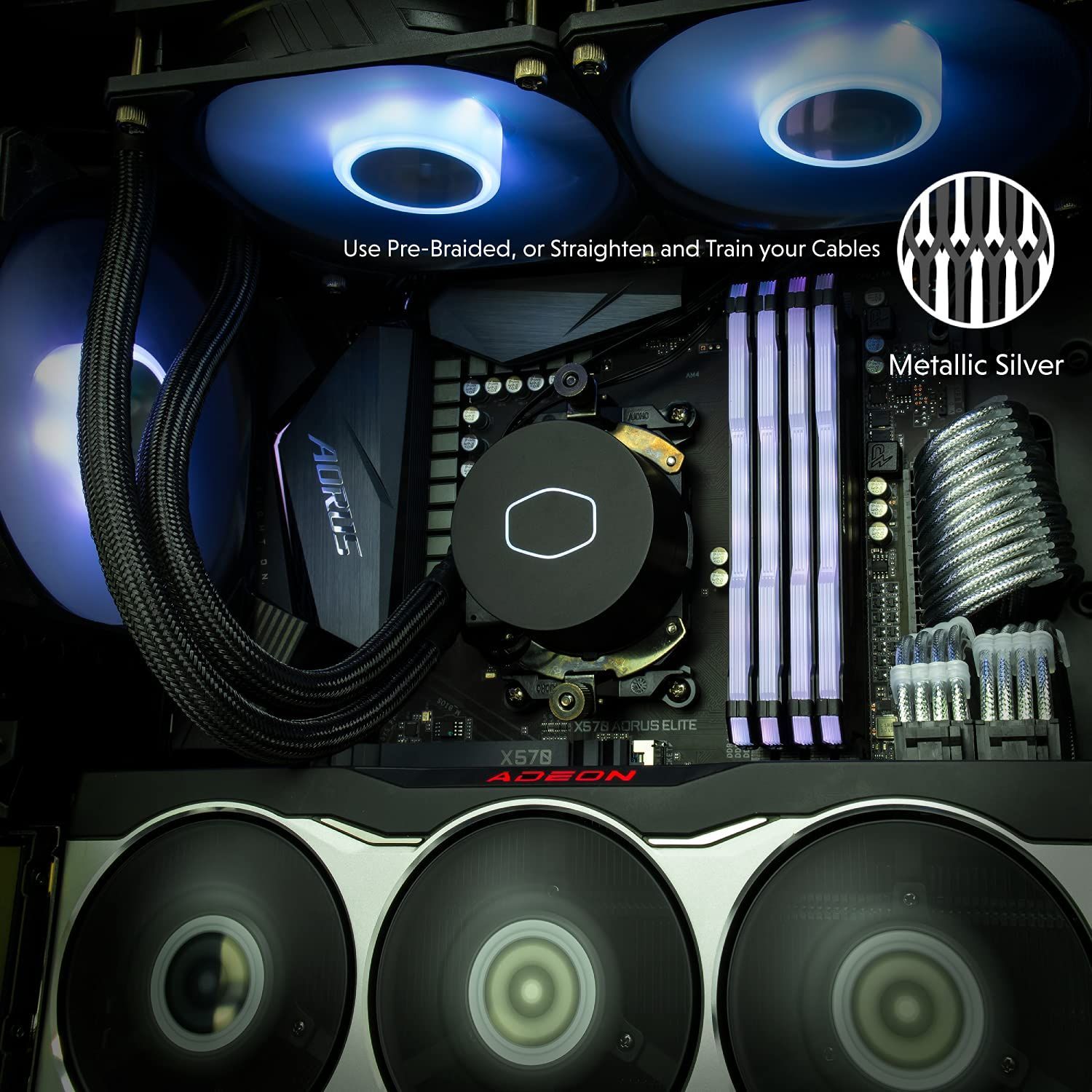 【在庫セール】+ 4）CPU P（4 8 | | 3x | 2x 8 P P（6 24 1x + 6本入り 2）GPU RTX3090と互換性あり コーム付き編み組み | PC電力供給 300mm PSUケーブル延長スリーブ付きカスタムMod 30cm メタリ