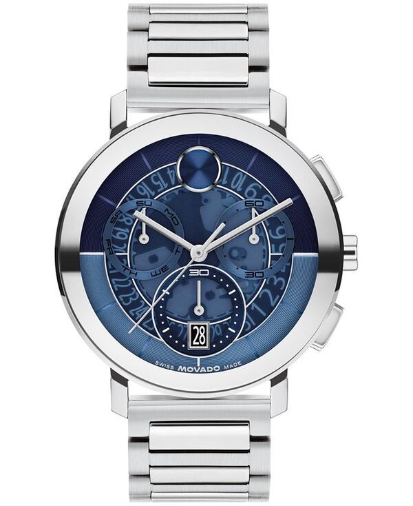 モバド メンズ アクセサリー 腕時計 Tシャツ Movado Mens Bold Evolution 20 Swiss Quartz Chrono StainlessSteel Watch 42mm SilverTone シルバー