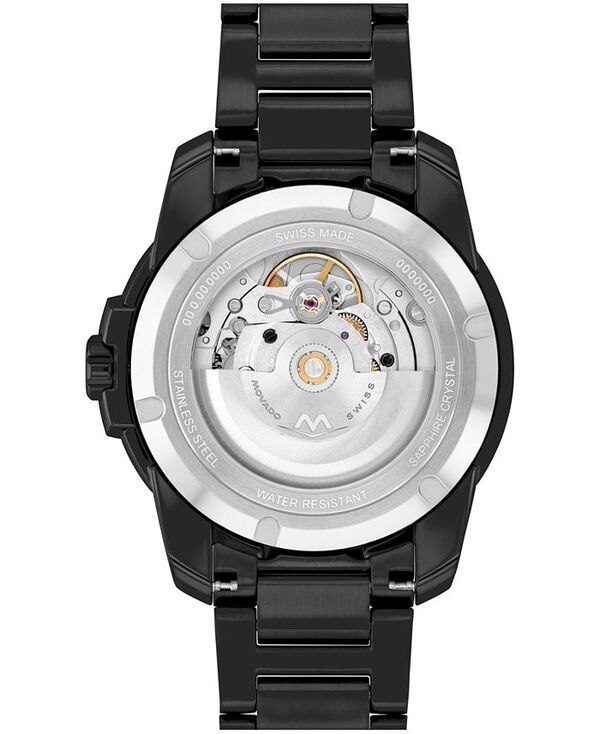 モバド メンズ アクセサリー 腕時計 Tシャツ Movado Mens Bold Verso Swiss Automatic Ionic Plated Black Steel Watch 41mm Black ブラック