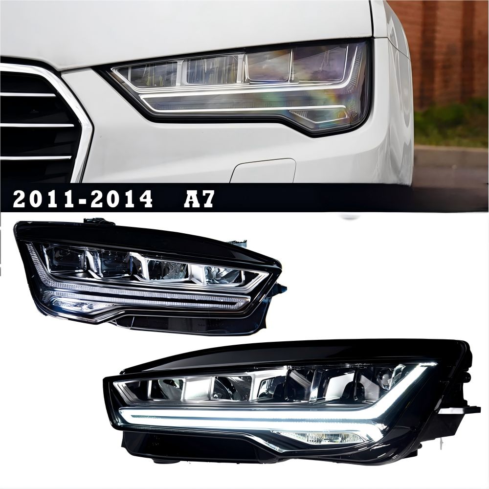 【送料無料】アウディ (Audi) A7 (2011-14) 専用 LED ヘッドライト 後期モデルスタイル レンズ / デイライト / フローウィンカー 高輝度・視認性 UP ドレスアップ効果抜群 簡単交換 AFS 対応※一部要コーディング