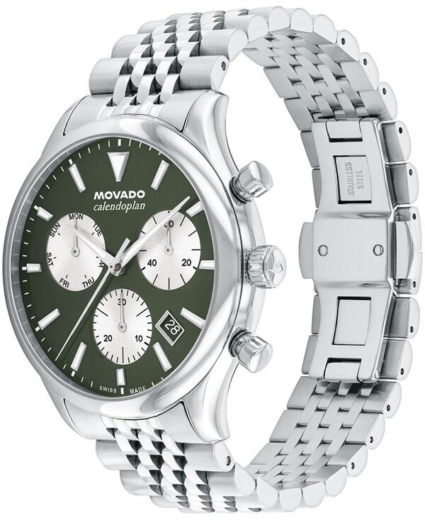 モバド メンズ アクセサリー 腕時計 Tシャツ Movado Mens Calendoplan Swiss Quartz Chrono StainlessSteel Watch 43mm SilverTone シルバー