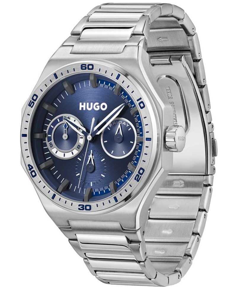 ヒューゴボス メンズ アクセサリー 腕時計 Tシャツ Hugo Boss Mens Grail Sport Quartz Multifunction StainlessSteel Watch 44mm Silvertone シルバー