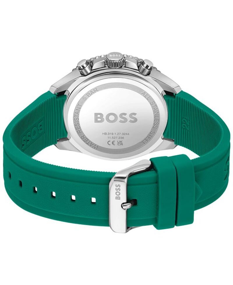 ヒューゴボス メンズ アクセサリー 腕時計 Hugo Boss Mens Runner Quartz Chronograph Green Silicone Watch 44mm Green グリーン