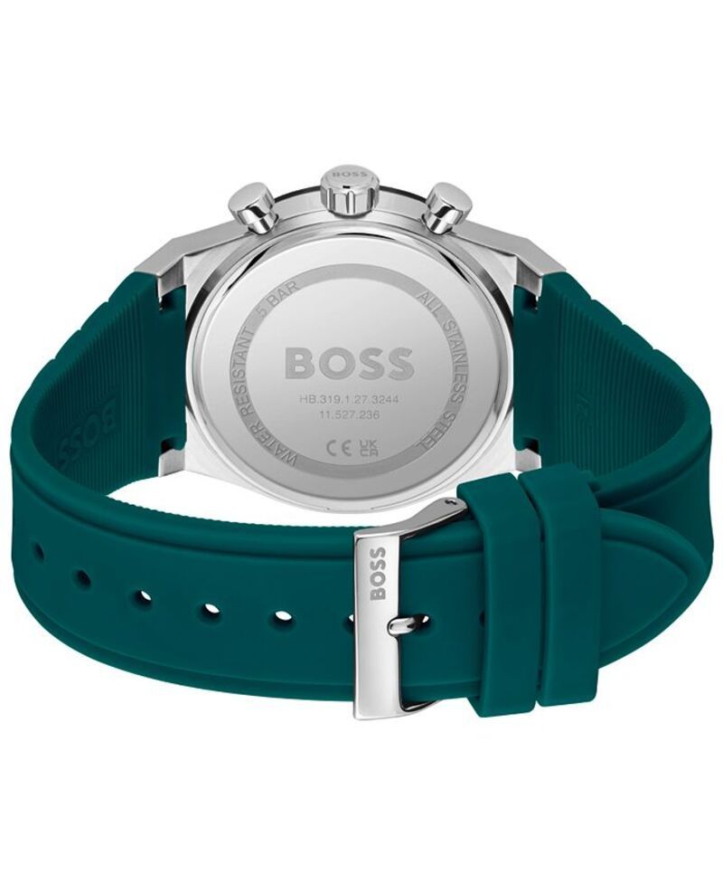 ヒューゴボス メンズ アクセサリー 腕時計 Hugo Boss Mens Candor Quartz Chronograph Green Silicone Watch 41mm Green グリーン
