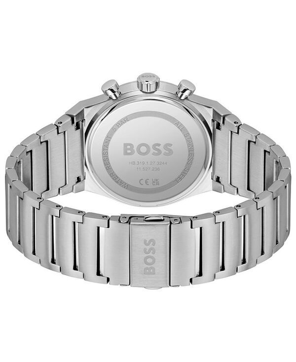 ヒューゴボス メンズ アクセサリー 腕時計 Tシャツ Hugo Boss Mens Candor Quartz Chronograph SilverTone StainlessSteel Watch 41mm Silvertone シルバー