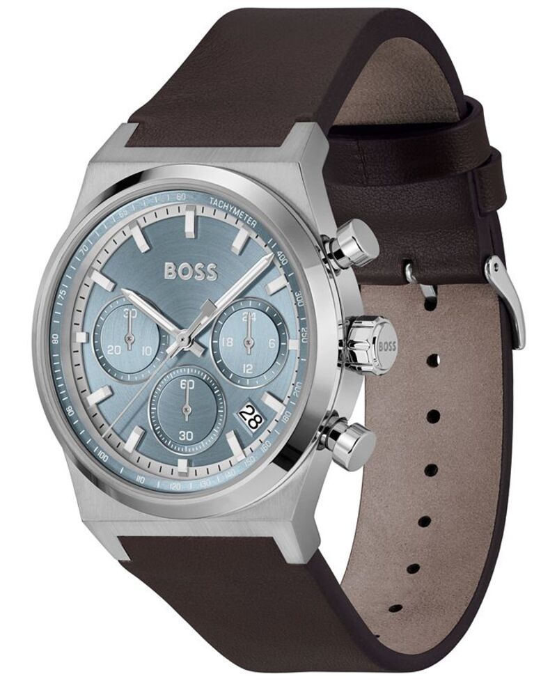 ヒューゴボス メンズ アクセサリー 腕時計 レザー Hugo Boss Mens Candor Quartz Chronograph Brown Leather Watch 41mm Brown ブラウン