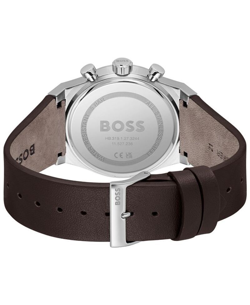 ヒューゴボス メンズ アクセサリー 腕時計 レザー Hugo Boss Mens Candor Quartz Chronograph Brown Leather Watch 41mm Brown ブラウン