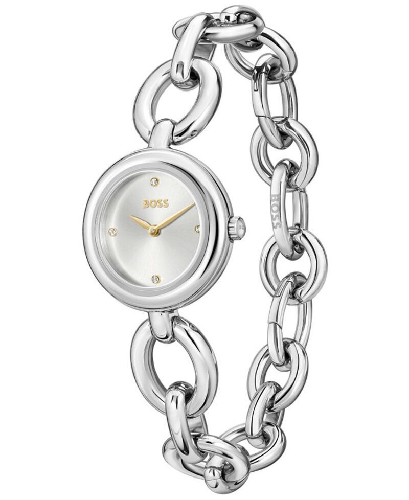 ヒューゴボス レディース アクセサリー 腕時計 Tシャツ Hugo Boss Womens Live Quartz Slim SilverTone StainlessSteel Watch 28mm Silvertone シルバー