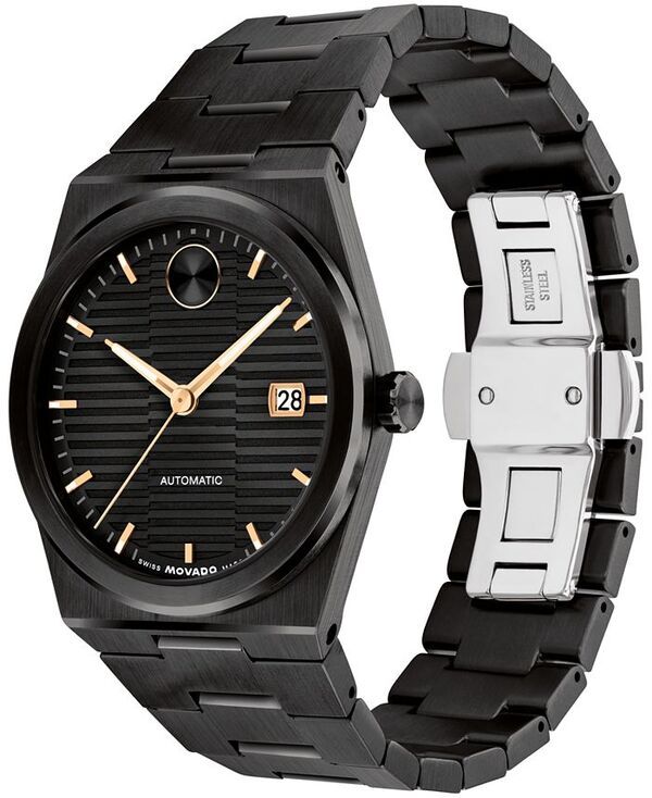 モバド メンズ アクセサリー 腕時計 Tシャツ Movado Mens Bold Quest Swiss Automatic Ionic Plated Black Steel Watch 39mm Black ブラック モバド メンズ アクセサリー 腕時計 Tシャツ Movado Mens Bold Quest Swiss Automatic Ionic Plated Black Steel Watch 39mm Black ブラック
