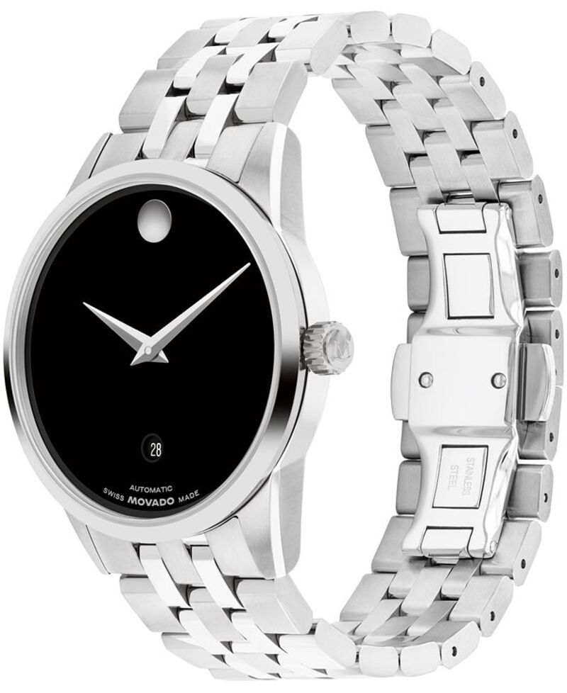 モバド メンズ アクセサリー 腕時計 Tシャツ Movado Mens Museum Classic Swiss Automatic StainlessSteel Watch 40mm SilverTone シルバー
