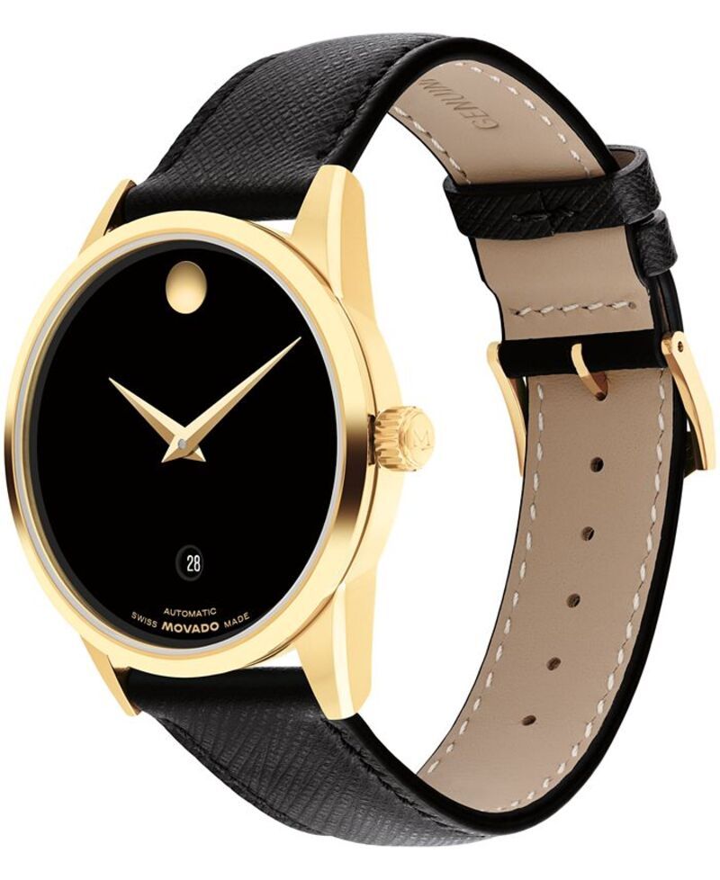 モバド メンズ アクセサリー 腕時計 レザー Movado Mens Museum Classic Swiss Automatic Black Leather Watch 40mm Black ブラック