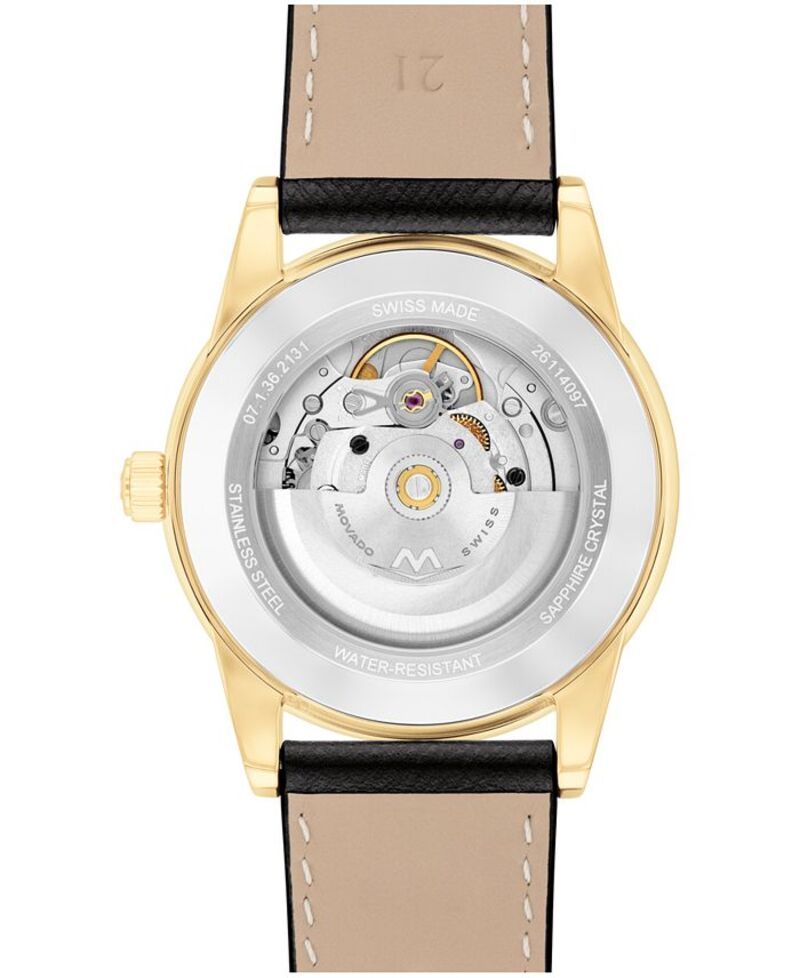 モバド メンズ アクセサリー 腕時計 レザー Movado Mens Museum Classic Swiss Automatic Black Leather Watch 40mm Black ブラック