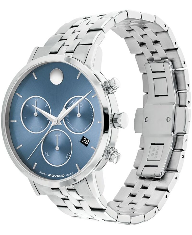 モバド メンズ アクセサリー 腕時計 Tシャツ Movado Mens Museum Classic Swiss Quartz Chronograph StainlessSteel Watch 42mm SilverTone シルバー