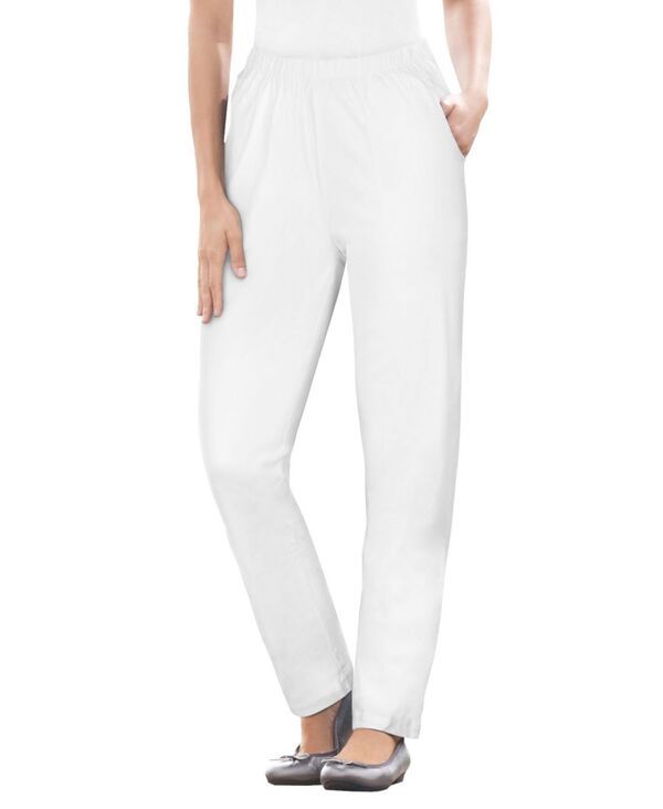 ウーマン ウィズイン レディース ボトムス デニムパンツ ストレート デニム Woman Within Womens Within Straight Leg Fineline Denim Jean White ホワイト