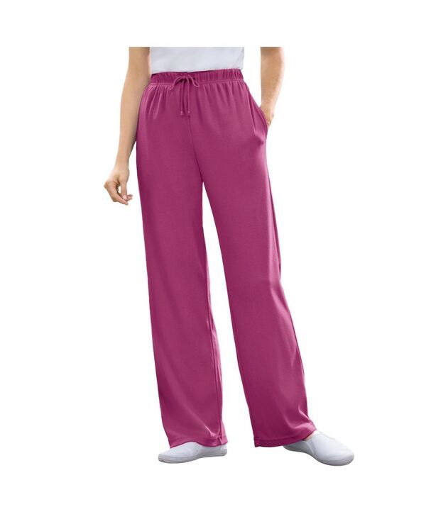 ウーマン ウィズイン レディース ボトムス カジュアルパンツ ストレート プラスサイズ トール ニット Woman Within Womens Plus Size Tall Sport Knit Straight Leg Pant Raspberry