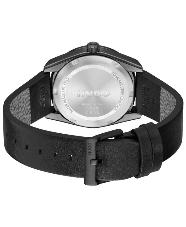 ヒューゴボス メンズ アクセサリー 腕時計 Hugo Boss Mens Bright Sport Quartz Multifunction Black Calfskin Watch 42mm Black ブラック