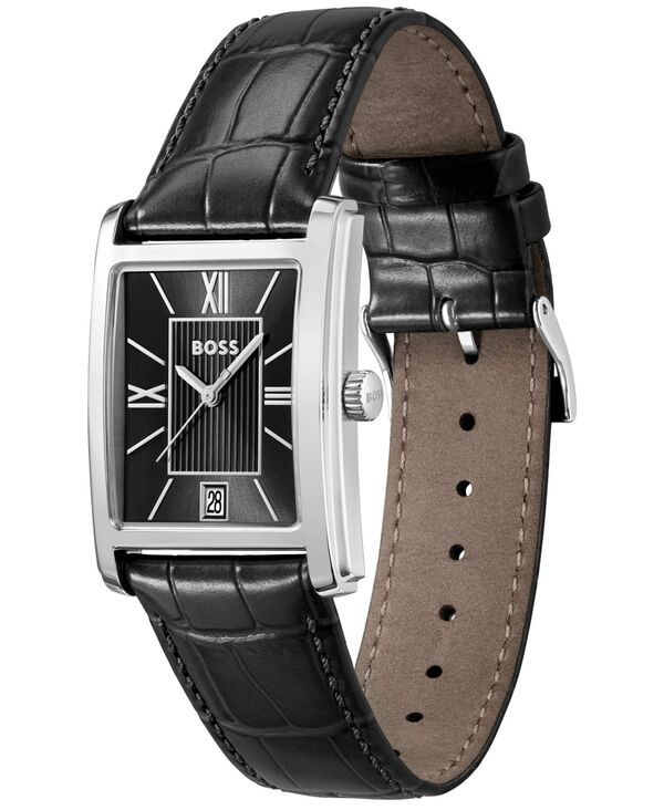 ヒューゴボス メンズ アクセサリー 腕時計 レザー Hugo Boss Mens Principle Dress Quartz Basic Calendar Black Leather Watch 28 x 39mm Black ブラック ヒューゴボス メンズ アクセサリー 腕時計 レザー Hugo Boss Mens Principle Dress Quartz Basic Calendar Black Leather Watch 28 x 39mm Black ブラック