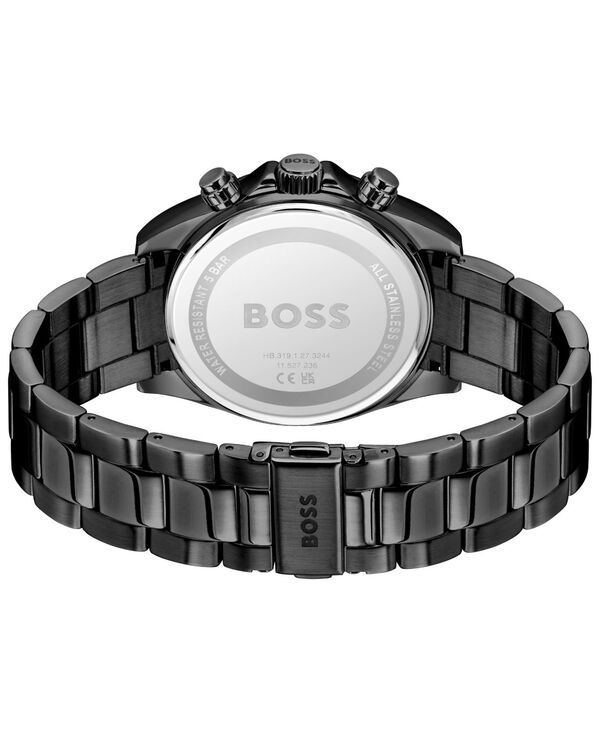 ヒューゴボス メンズ アクセサリー 腕時計 Tシャツ Hugo Boss Mens Hero 20 Quartz Fashion Chrono Ionic Plated Black Steel Watch 44mm Black ブラック