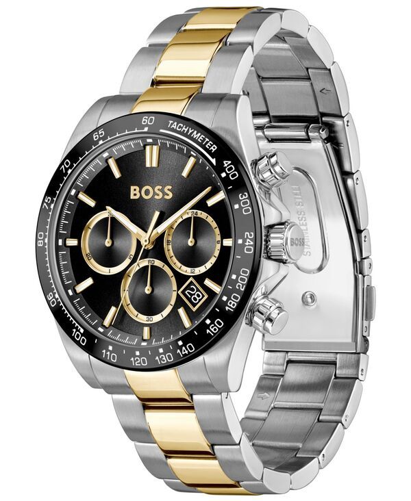 ヒューゴボス メンズ アクセサリー 腕時計 Tシャツ Hugo Boss Mens Hero 20 Quartz Fashion Chrono Two Tone Stainless Steel Watch 44mm Twotone