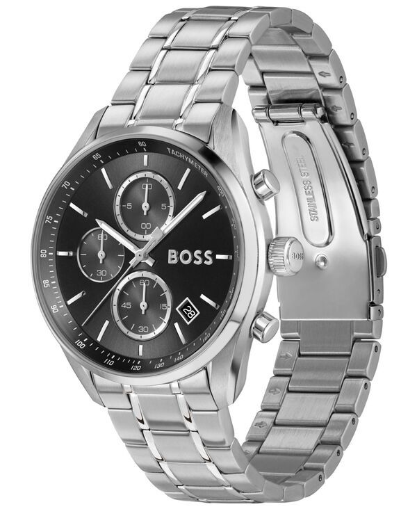 ヒューゴボス メンズ アクセサリー 腕時計 Tシャツ Hugo Boss Mens Grand Prix 40 Quartz Fashion Chrono Stainless Steel Watch 40mm Silvertone シルバー