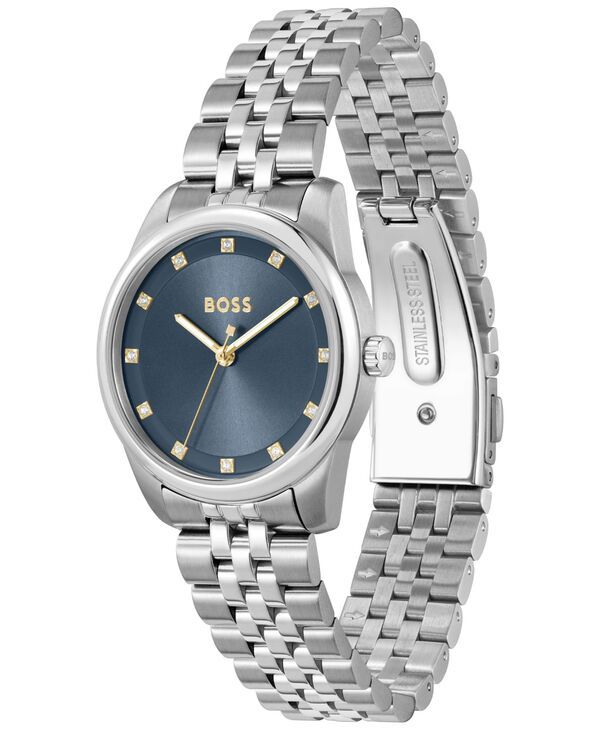 ヒューゴボス レディース アクセサリー 腕時計 Tシャツ Hugo Boss Womens Graceful Precious Quartz Basic Stainless Steel Watch 32mm Silvertone シルバー