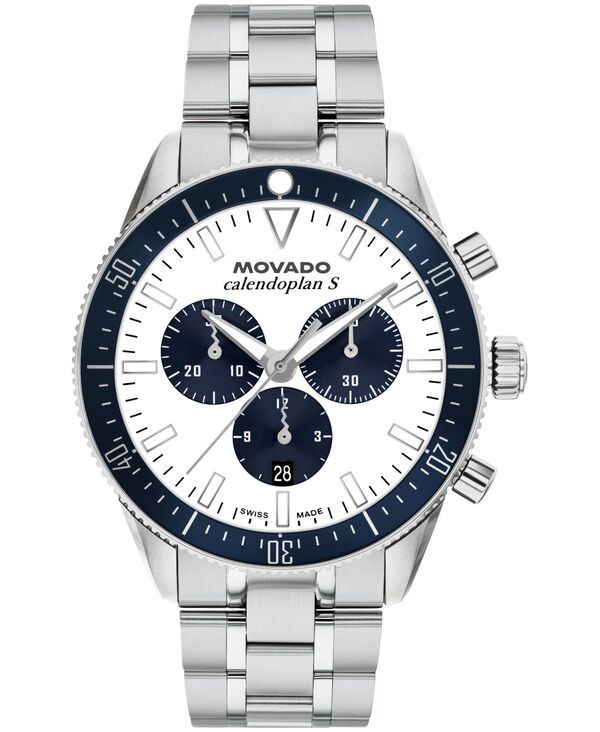 モバド メンズ アクセサリー 腕時計 Tシャツ Movado Mens Calendoplan S Swiss Quartz Chrono StainlessSteel Watch 42mm SilverTone シルバー